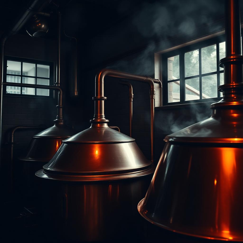 Kupferne Sudkessel in der Ravenstone Brauerei